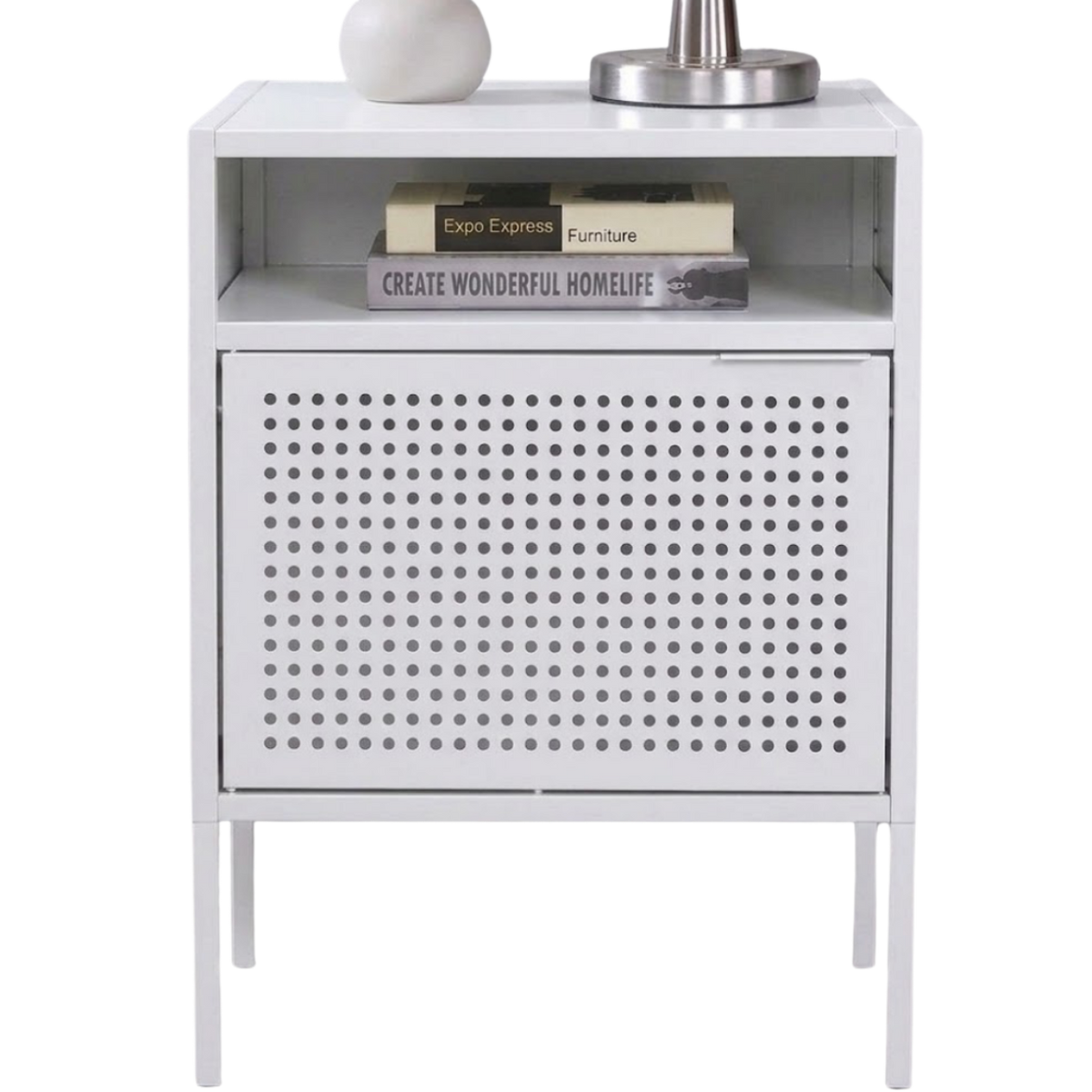 Perfo Metal Bedside Cabinet